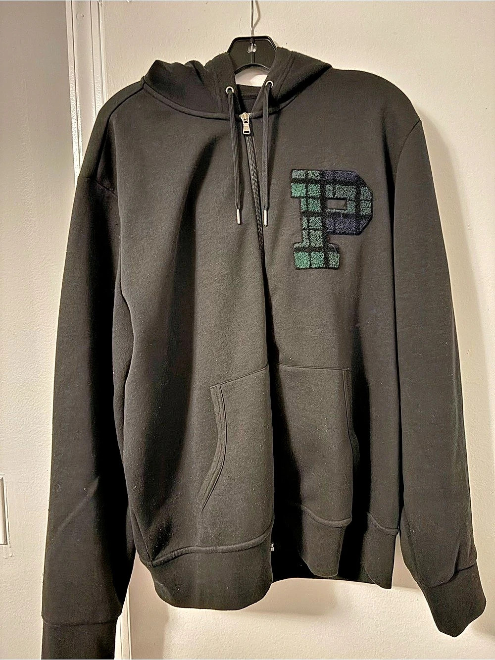 Polo Ralph Lauren Double Tech Chenille P Patch Full Zip Hoodie Black Large